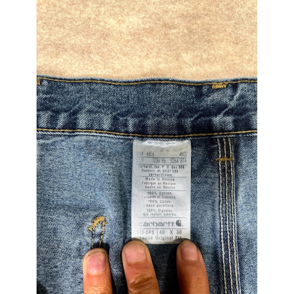Carhartt Authentic Loose Original Fit Carpenter Work Jeans Mens 40x30 Blue Denim - Picture 5 of 16
